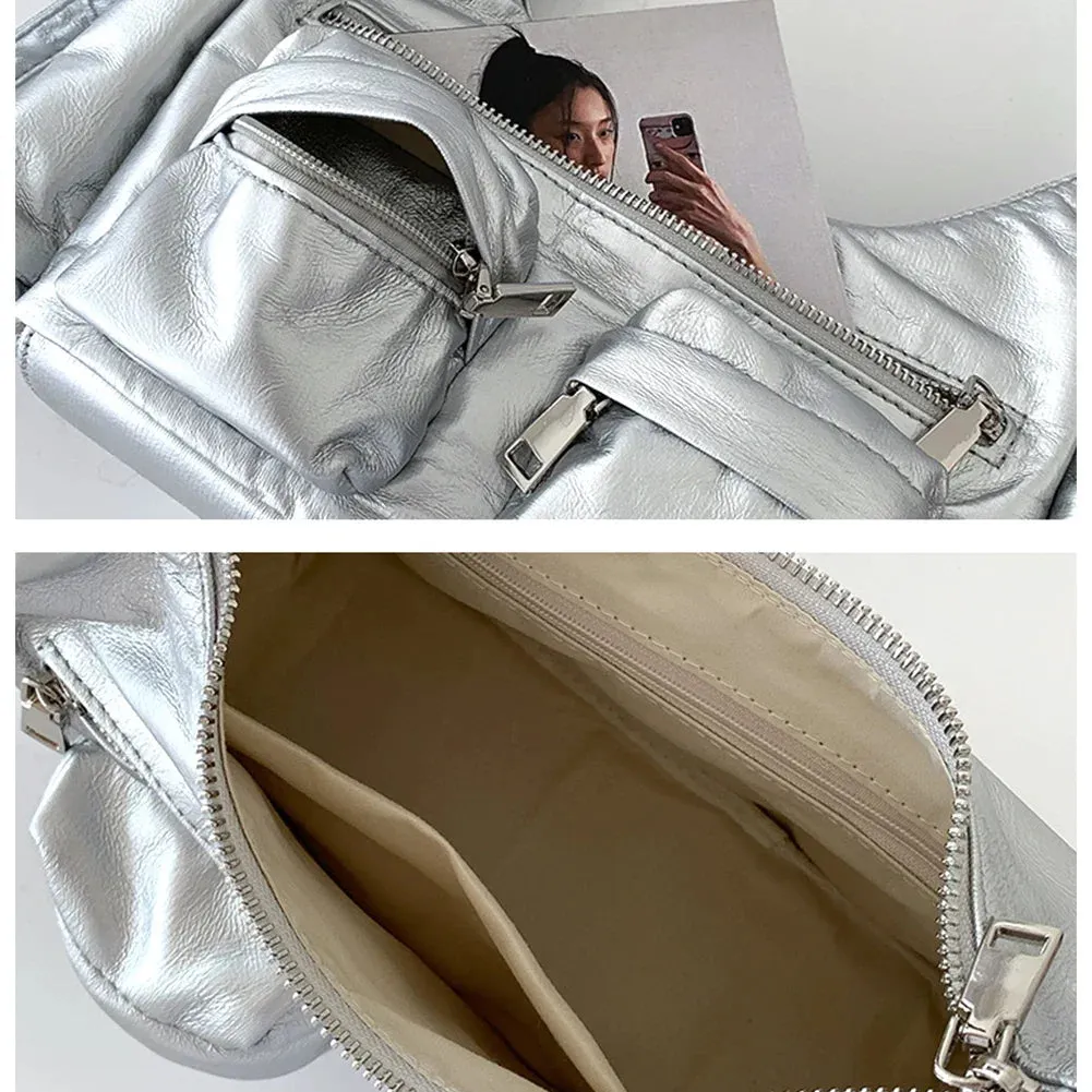 Uakiss Large Capacity Sling Bags Women's Multi-Pocket Satchel Leather Retro Commuting Shoulder Bag Ladies Solid Versatile Crossbody Bag